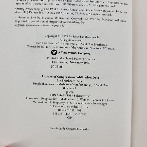 Simple Abundance A Daybook of Comfort and Joy Sarah Ban Breathnach Coffee table - Picture 6 of 8